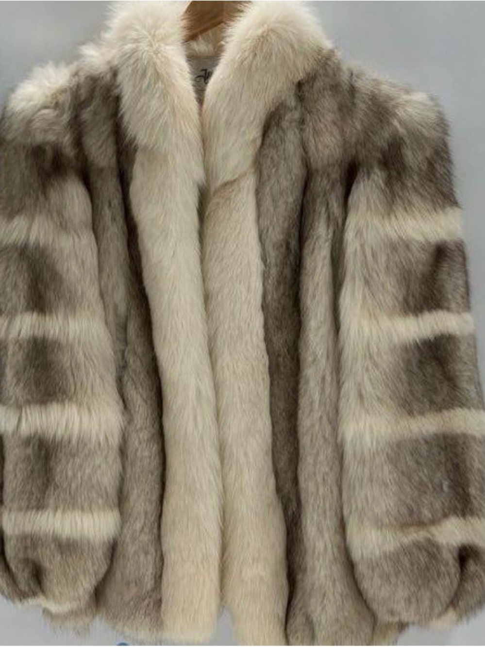Saga Fox Fur Coat Silver Fox with Arctic Fox collar